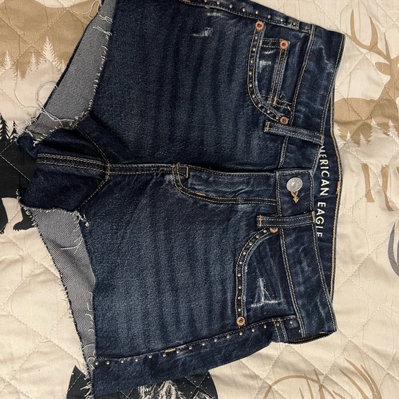 American Eagle Outfitters Women's Dark Blue Denim Shorts - Picture 1 of 6
